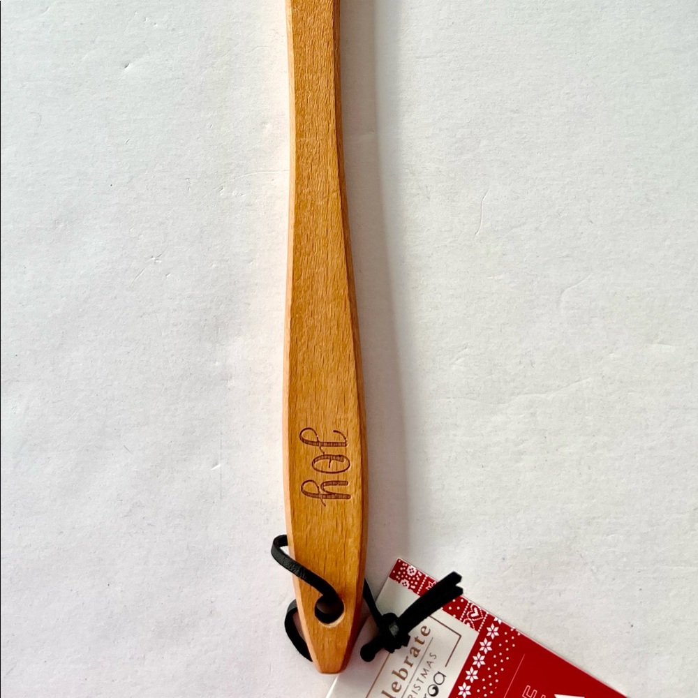 Christmas Mitten Shaped Plaid Silicone Spatula Wood Handle Joy Engraved - Picture 5 of 8